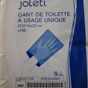 Gant de toilette JOLETI molletonne blanc à usage unique