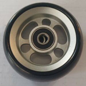 Roue 3" en aluminium, argent , 80 x 34 mm, bandage noir moyeu -ø8 x 25 mm
